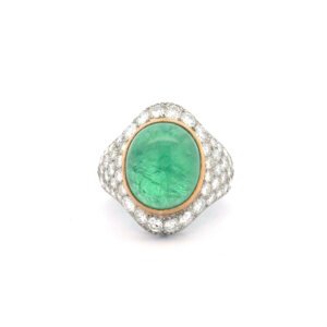 Anillo Frances Esmeralda Natural Cabuchon
